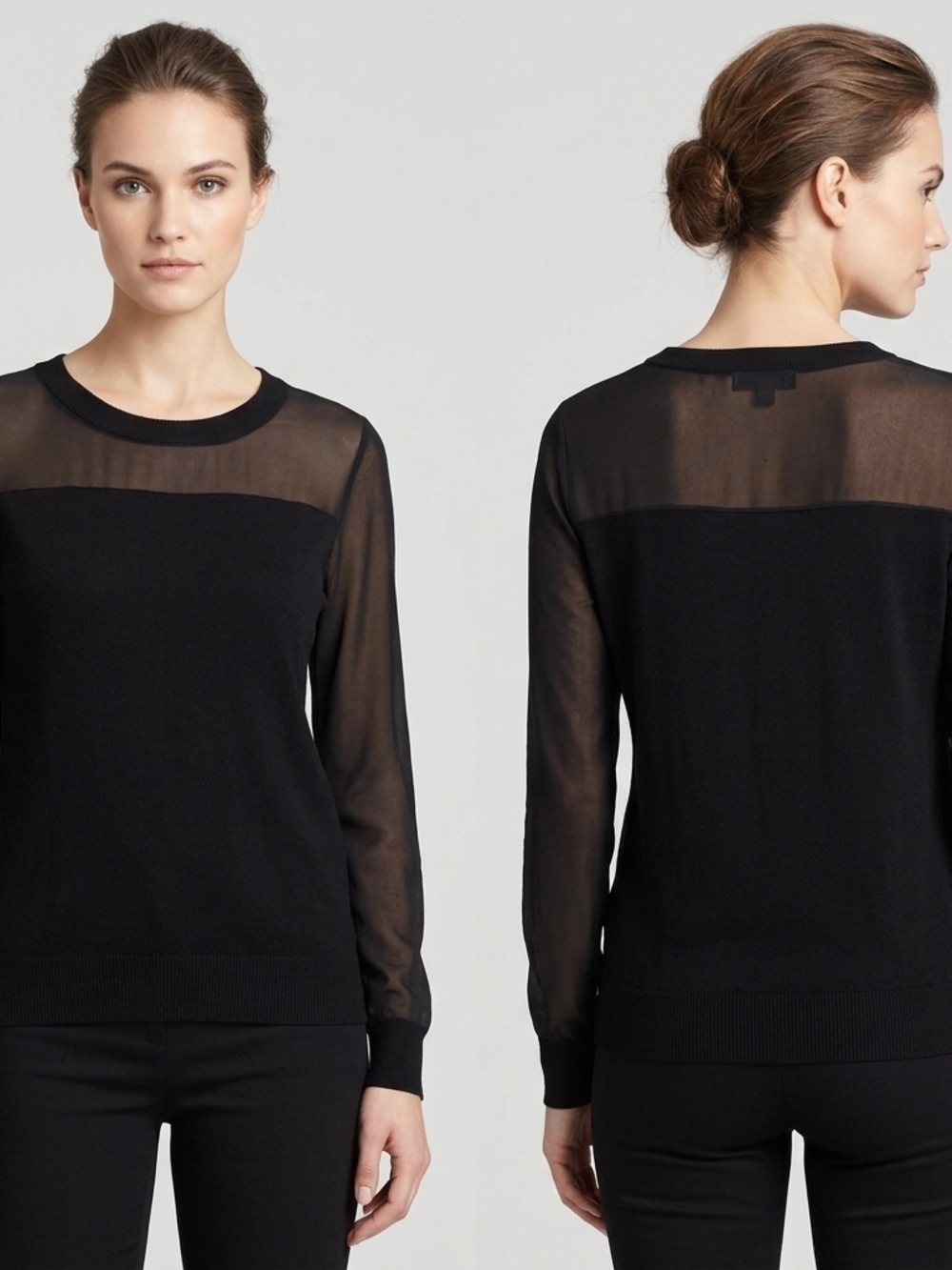 Joseph A. Sheer Mesh Panel Knit Sweater
